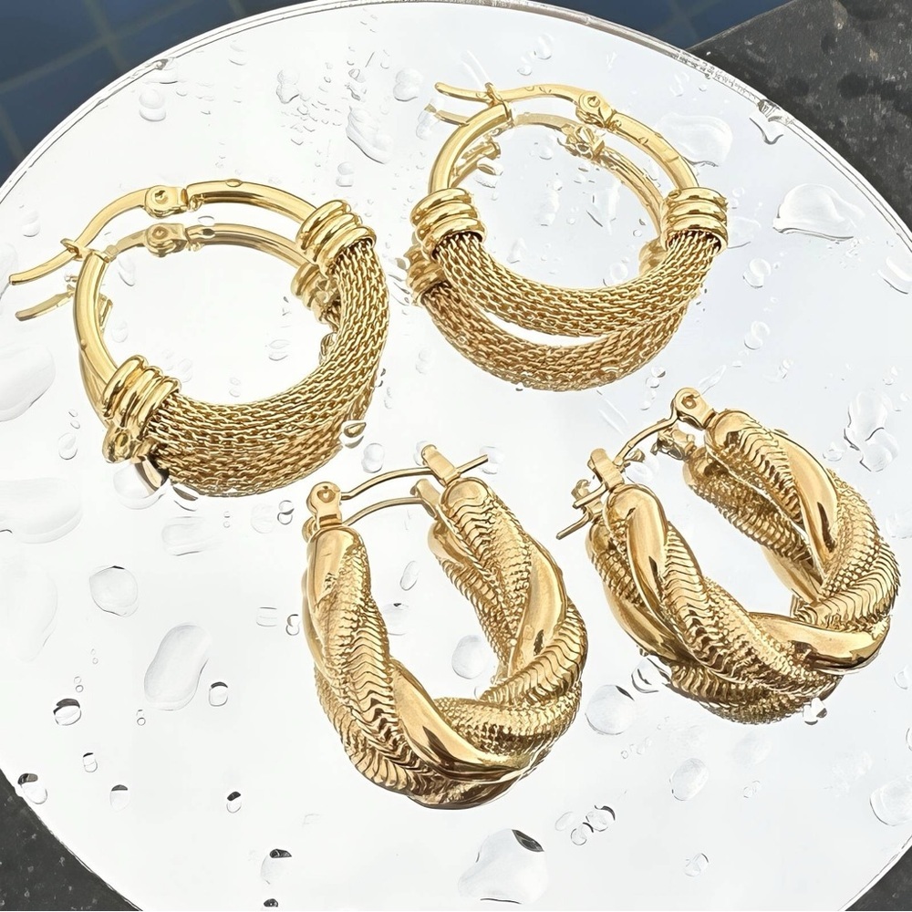 Elegant Gold Hoop Earrings - Picture 2 of 2
